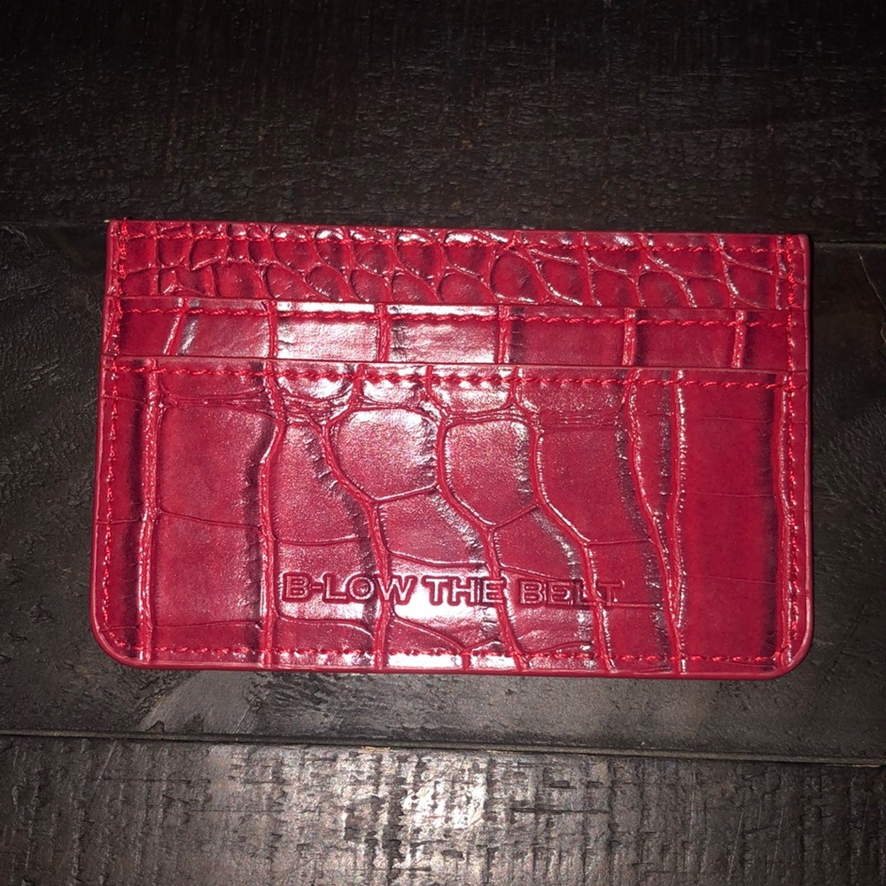 NEW B-Low The Belt Red Crocodile Embossed Vegan Leather Card Case Mini Wallet